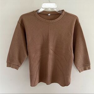 Uniqlo Waffle Knit 3/4 Sleeve Top